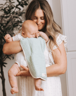 Little Fishies Gauze Burping Cloth Bundle – 3 Pack – Seafoam / Peach Fuzz / Natural - Image 2