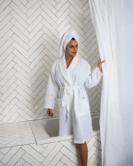Micro Waffle Shower Curtain – Ivory - Image 2