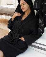 Micro Waffle Robe – Black - Image 2