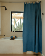 Micro Waffle Shower Curtain – Slate Blue - Image 5