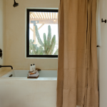 Micro Waffle Shower Curtain – Sand