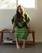 Classic Stripe Hooded Poncho – Green - Image 2