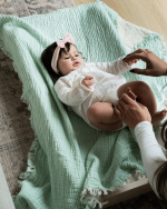 Little Fishies Gauze Receiving Blanket – Seafoam - Image 2