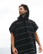 Classic Stripe Hooded Poncho Black - Image 8