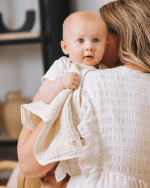 Little Fishies Gauze Burping Cloth Bundle – 3 Pack – Natural / Beige / Warm Taupe - Image 2