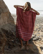 Classic Stripe Hooded Poncho – Withered Rose - Image 8