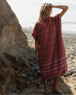 Classic Stripe Hooded Poncho – Withered Rose - Image 7