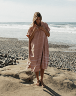 Classic Stripe Hooded Poncho – Misty Rose - Image 7