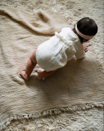 Little Fishies Gauze Receiving Blanket – Beige - Image 2