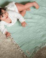 Little Fishies Gauze Receiving Blanket – Seafoam - Image 4