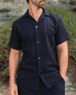 Orb Button Down Waffle Shirt – Olive – Mens - Image 8