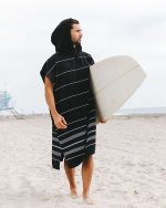 Classic Stripe Hooded Poncho – Green - Image 6