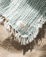 Little Fishies Gauze Receiving Blanket Set – 3 Pack – Seafoam / Peach Fuzz / Natural - Image 9
