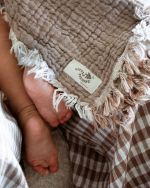 Little Fishies Gauze Receiving Blanket – Warm Taupe - Image 4