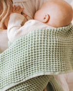 Little Fishies Waffle Blanket – Sage - Image 5