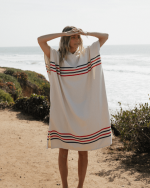 Border Classic Stripe Poncho – Red / Navy - Image 2