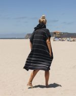 Classic Stripe Hooded Poncho Black - Image 10