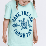 Make The Sea Trash Free Kids Tee – Soft Mint