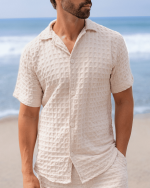 Orb Button Down Waffle Shirt – Olive – Mens - Image 9