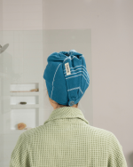 Classic Hair Towel – Teal Blue - Image 2
