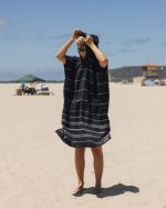 Classic Stripe Hooded Poncho Black - Image 9