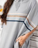 Border Classic Stripe Poncho – Grey - Image 2