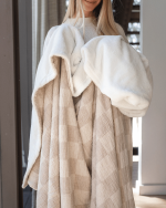 Cloud Checker Plush Blanket – Beige - Image 3