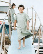 Terra Hooded Poncho Youth  – Sage - Image 4