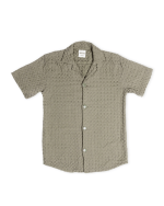 Orb Button Down Waffle Shirt – Olive – Mens - Image 2
