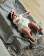 Little Fishies Gauze Receiving Blanket – Grey - Image 2
