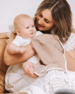 Little Fishies Gauze Burping Cloth Bundle – 3 Pack – Natural / Beige / Warm Taupe - Image 4
