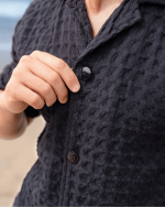 Orb Button Down Waffle Shirt – Black – Mens - Image 7