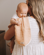 Little Fishies Gauze Burping Cloth Bundle – 3 Pack – Seafoam / Peach Fuzz / Natural - Image 4