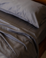 Luxe Sateen Flat Top Sheet Steel Grey - Image 5