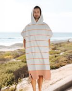 Colorblock Stripe Hooded Poncho – Mint - Image 3