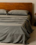 Classic Micro Twill Stripe Melange Flat Top Sheet Steel Grey - Image 6