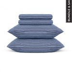 Classic Micro Twill Stripe Melange Sheet Set Indigo