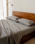 Classic Micro Twill Stripe Melange Flat Top Sheet Steel Grey - Image 4