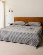 Classic Micro Twill Stripe Melange Flat Top Sheet Steel Grey - Image 3