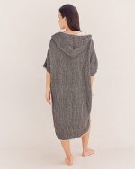 Falta Gauze Hooded Poncho – Black - Image 4