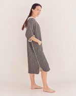 Falta Gauze Hooded Poncho – Black - Image 2