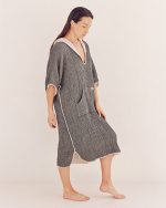 Falta Gauze Hooded Poncho – Black - Image 6