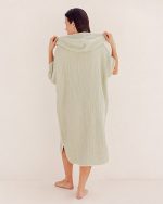 Falta Gauze Hooded Poncho – Sage - Image 3