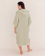 Falta Gauze Hooded Poncho – Sage - Image 5