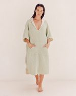 Falta Gauze Hooded Poncho – Black - Image 7