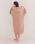 Falta Gauze Hooded Poncho – Warm Taupe - Image 4