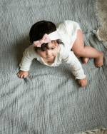 Little Fishies Gauze Receiving Blanket – Grey - Image 4