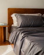 Luxe Sateen Flat Top Sheet Steel Grey