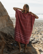 Classic Stripe Hooded Poncho – Withered Rose - Image 2
