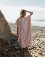 Classic Stripe Hooded Poncho – Calcite Pink - Image 2